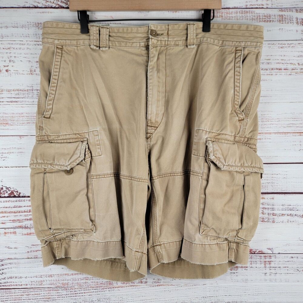 Polo Ralph Lauren Cargo Shorts Mens Size 40 Tan Classic Polo Chino Distress